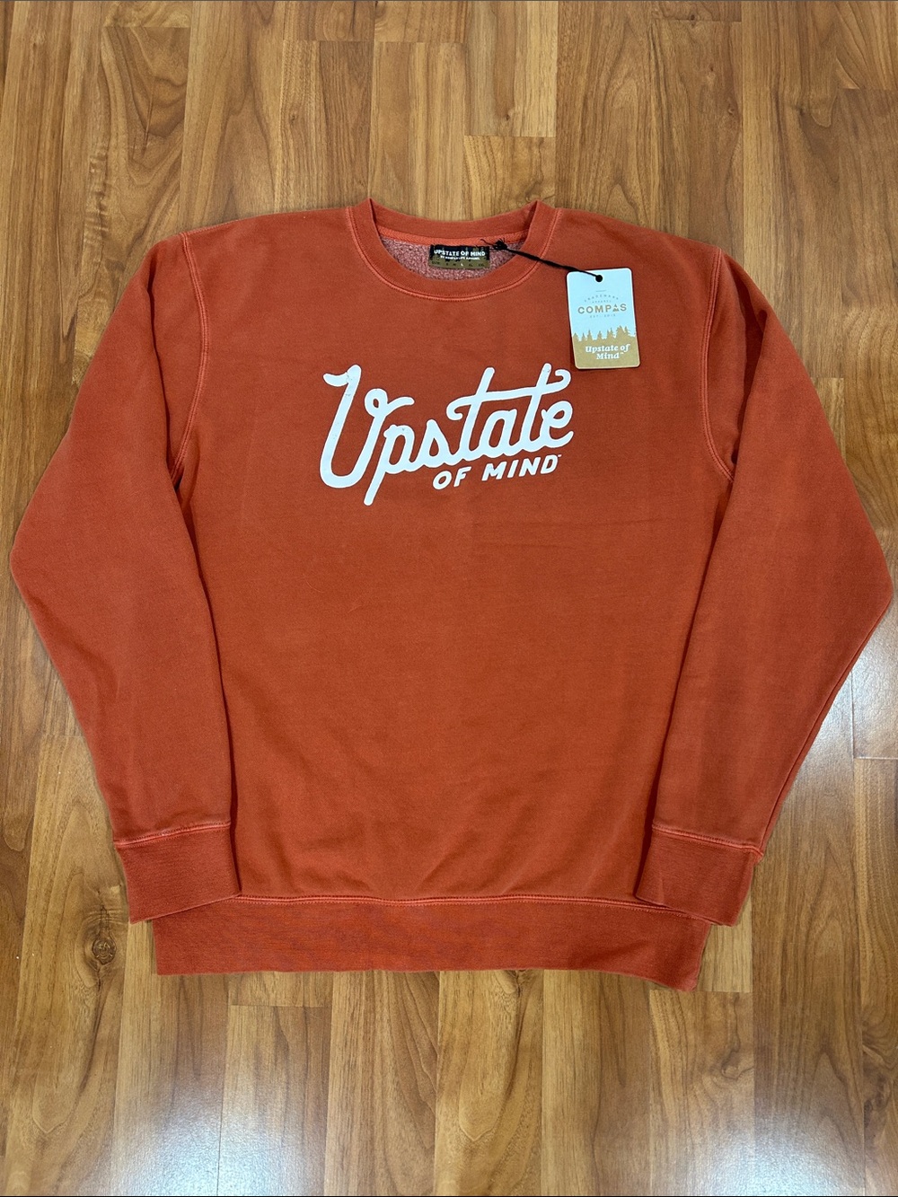 New Compas Life Upstate of Mind Heritage Script Crewneck Sweatshirt Amber